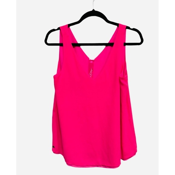 Lilly Pulitzer Hot Pink VNeck Tank Top Size Small Lined Beach Resort Preppy - Picture 1 of 5